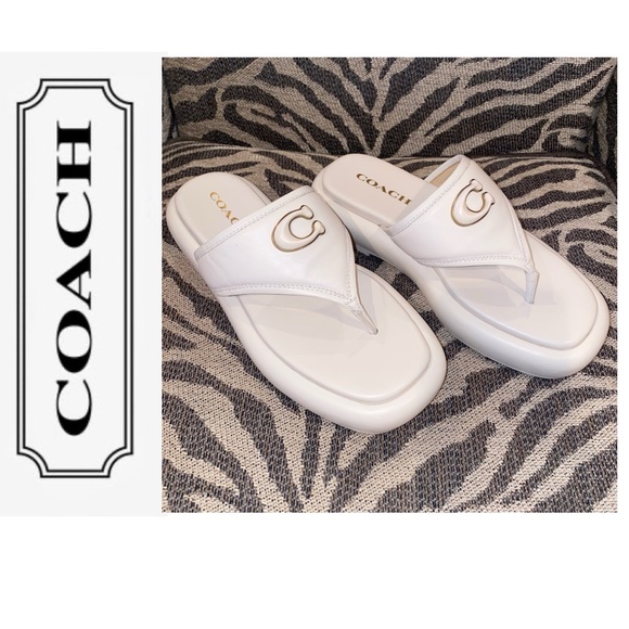 Coach Shoes - Coach Sylvie Sandal Flip Flop in the Color Chalk - Size 7.5